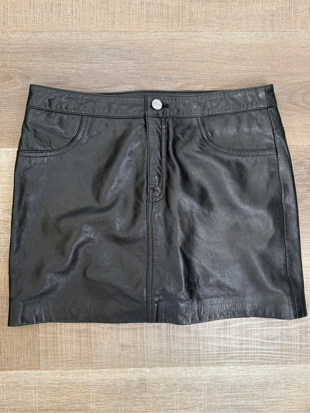 LaMarque Size Small Black Genuine Leather Mini Skirt